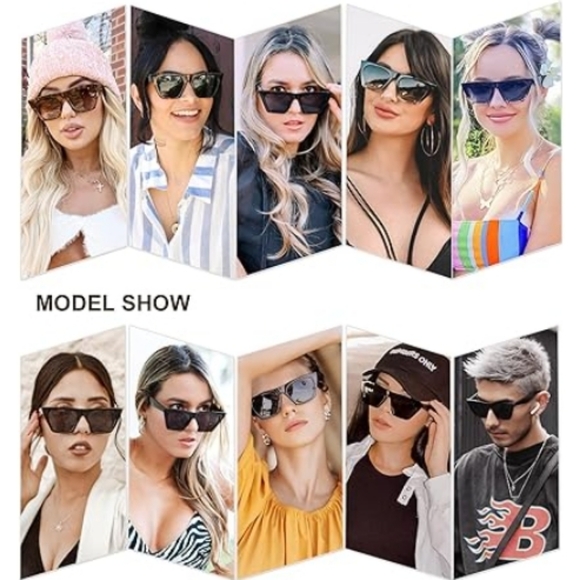Oversized Square Cateye Polarized Sunglasses Big Frame SJ2115 Tortoise main image 5